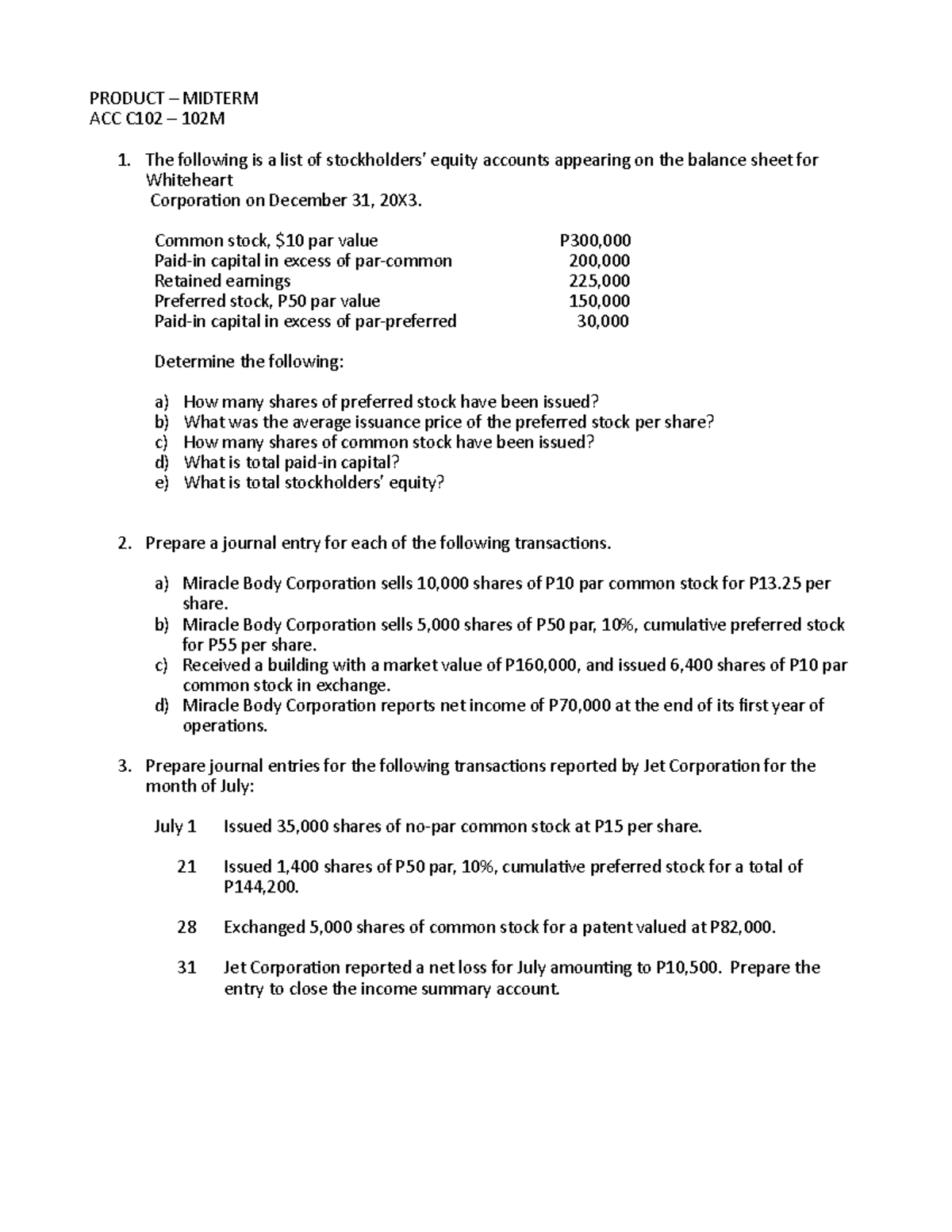 Product -midterm - It Is A Quiz Or Assignment In Accounting - Bsa - Studocu