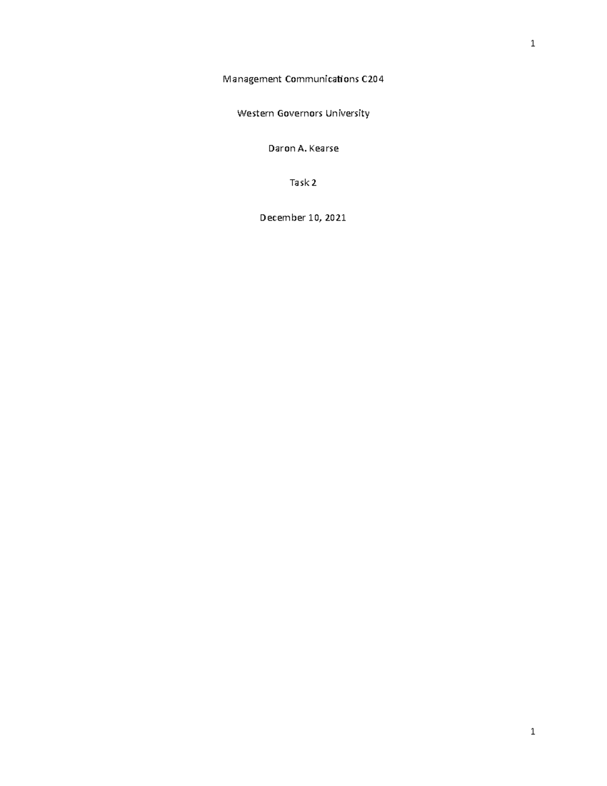 C204 TASK 2 executive Summary passed 1 Management Communications C