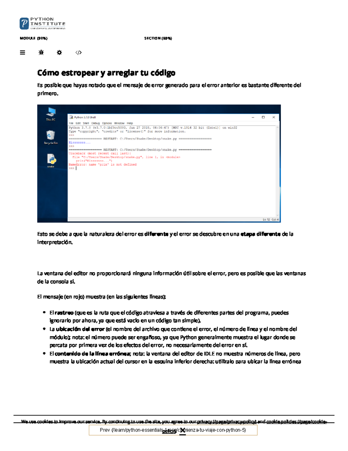 Edube Interactive 1.2.1.8 Comienza tu viaje con Python - M O D U L E ...