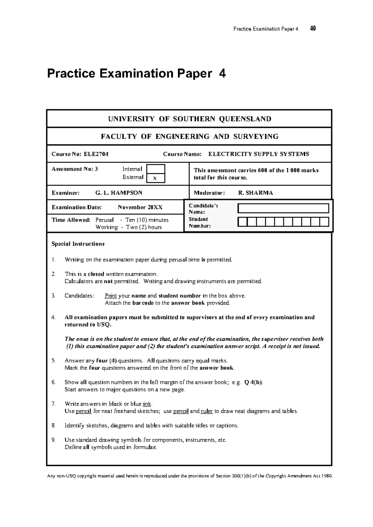 Sample/practice exam 2011, questions - Practice Examination Paper 4 49 ...