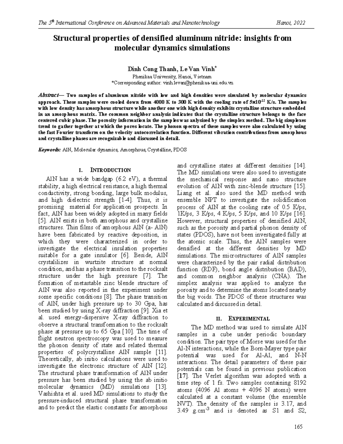 120. Structural properties of densified aluminum nitride insights from ...