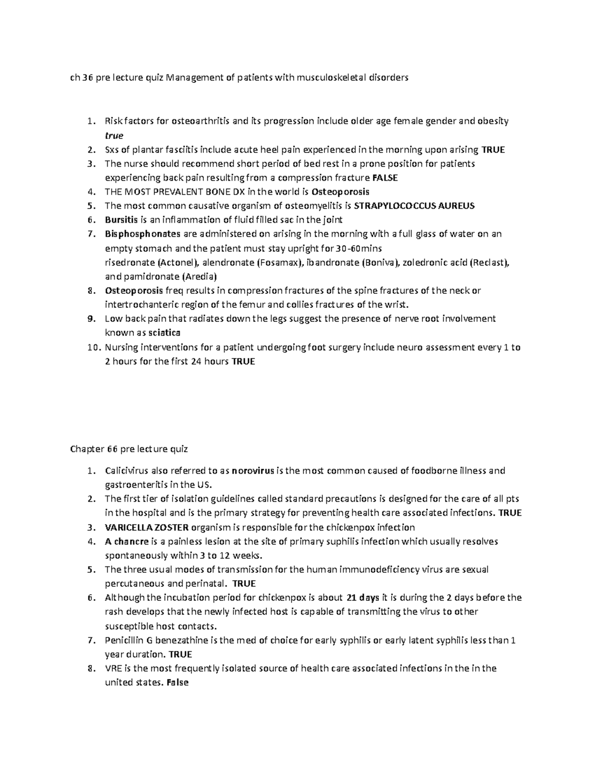 PRE Lecture Questions - awesome - ch 36 pre lecture quiz Management of ...