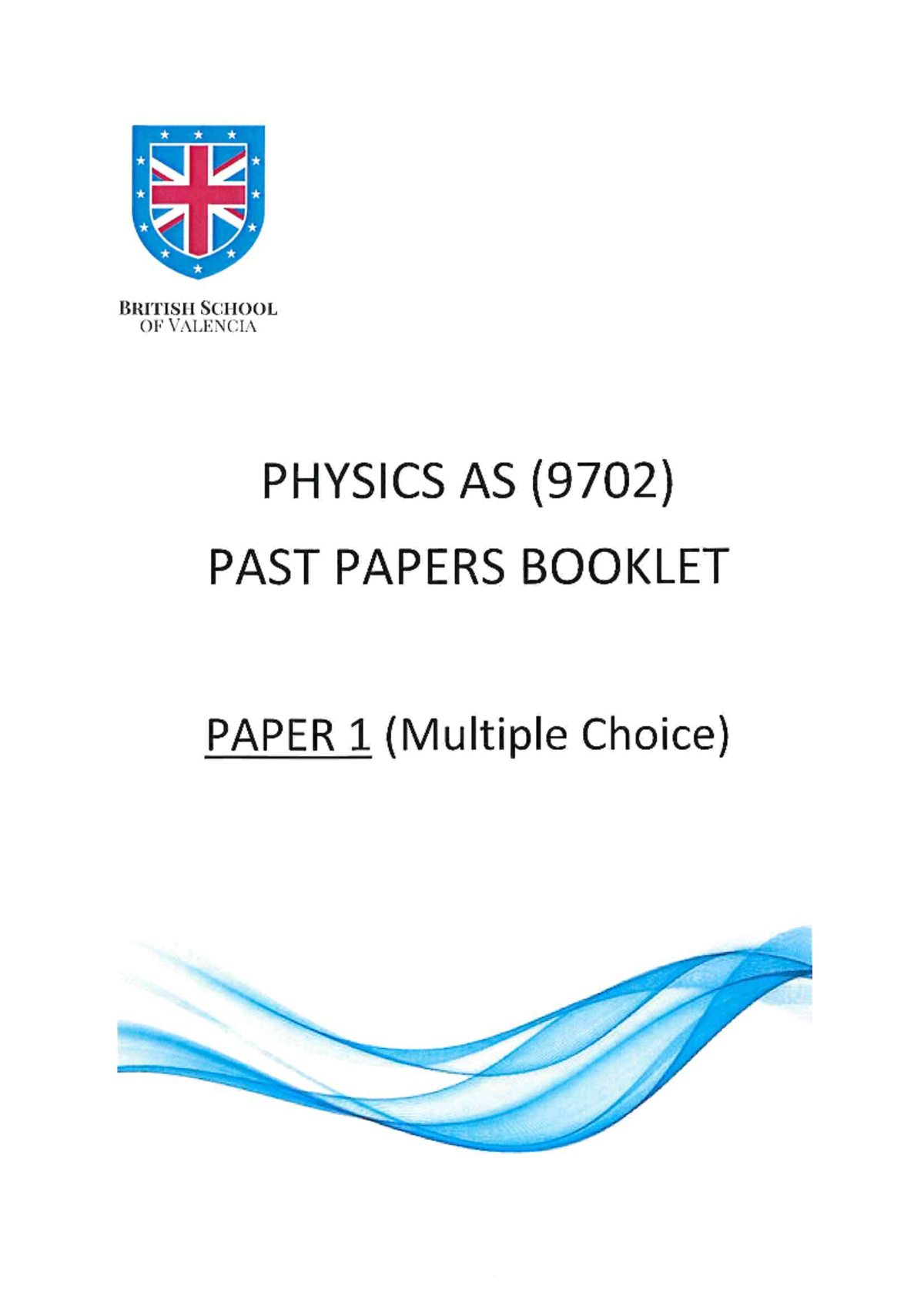 Paper 1 Booklet CIE 9702 Physics A level Multiple Choice Exam Booklet ...