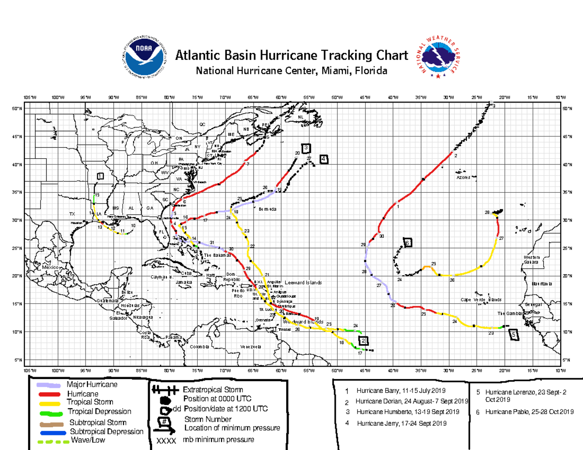 NOAA Hurricane Tracking Chart - !! !! !!!!! 10∞W 10∞W 15∞W 15∞W 20∞W 20 ...