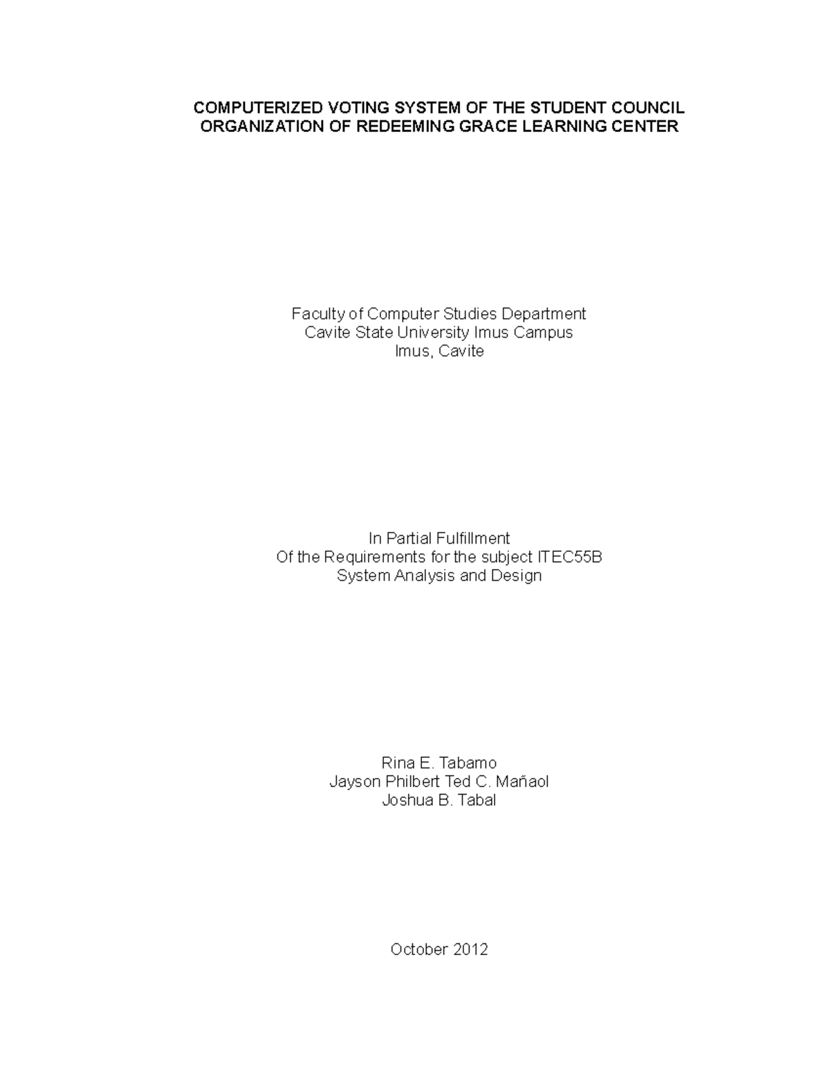 Computerized Voting System OF THE Studen - COMPUTERIZED VOTING SYSTEM ...