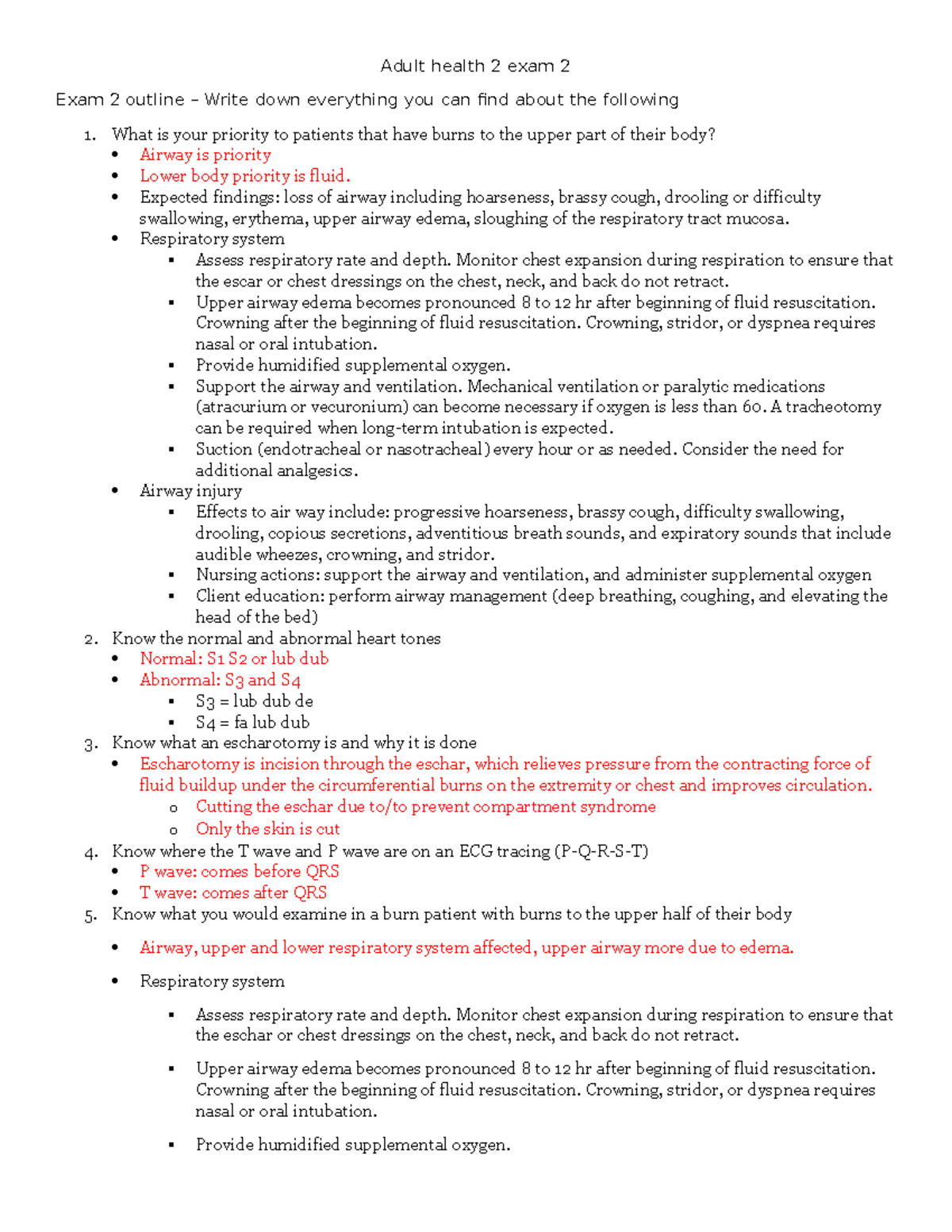 Exam 2 studyguide - study guide - Adult health 2 exam 2 Exam 2 outline ...