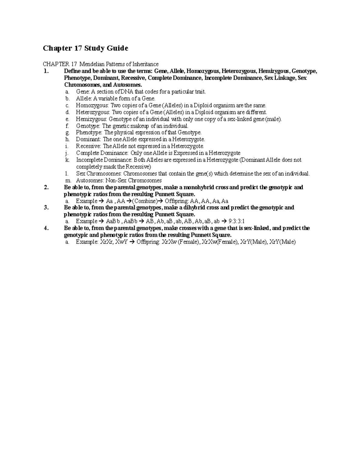BIOL224 Chapter 17 Study Guide(Completed) - Chapter 17 Study Guide ...