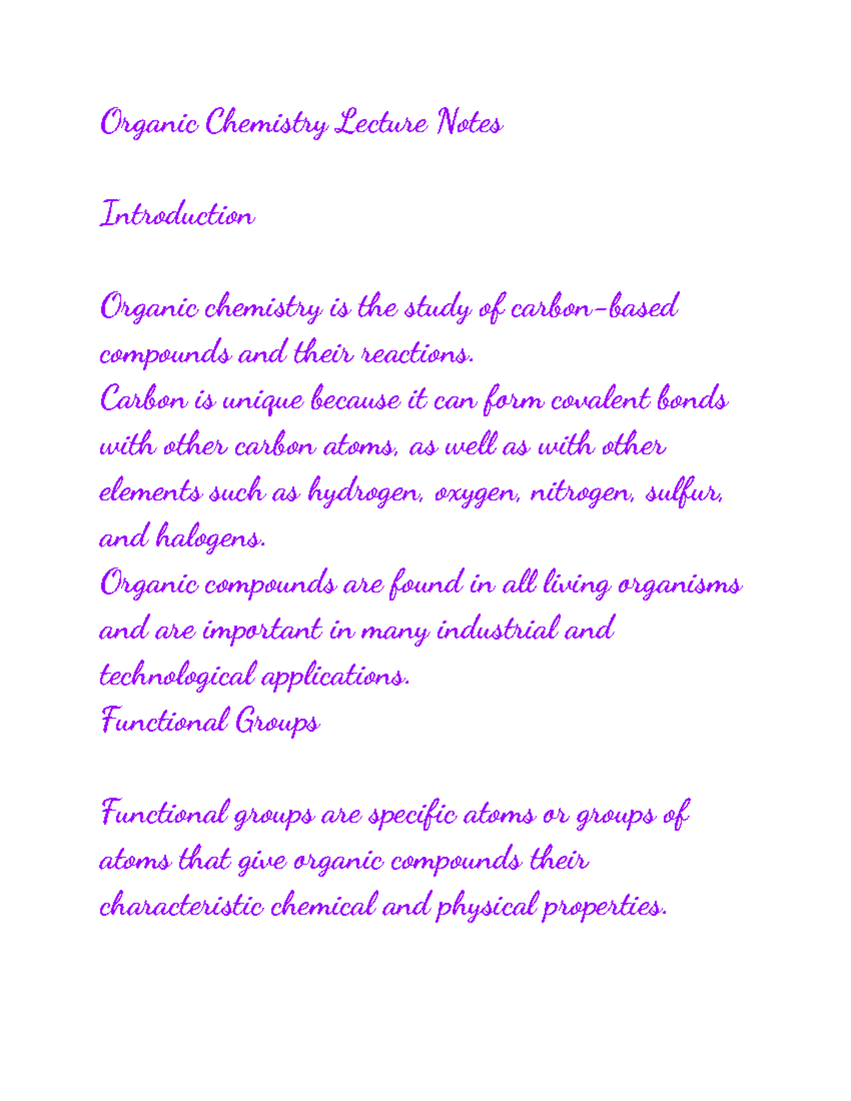 Lecture notes on Organic Chemistry - Organic Chemistry Lecture Notes ...