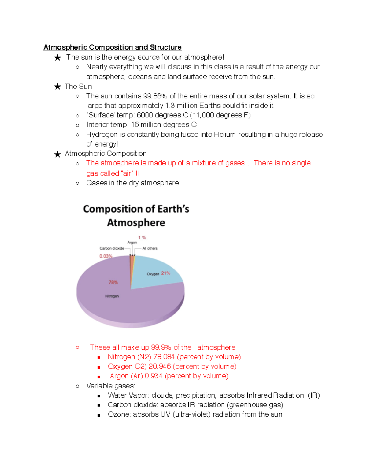 Meteorology Lecture 2 - Atmospheric Composition And Structure ' The Sun ...