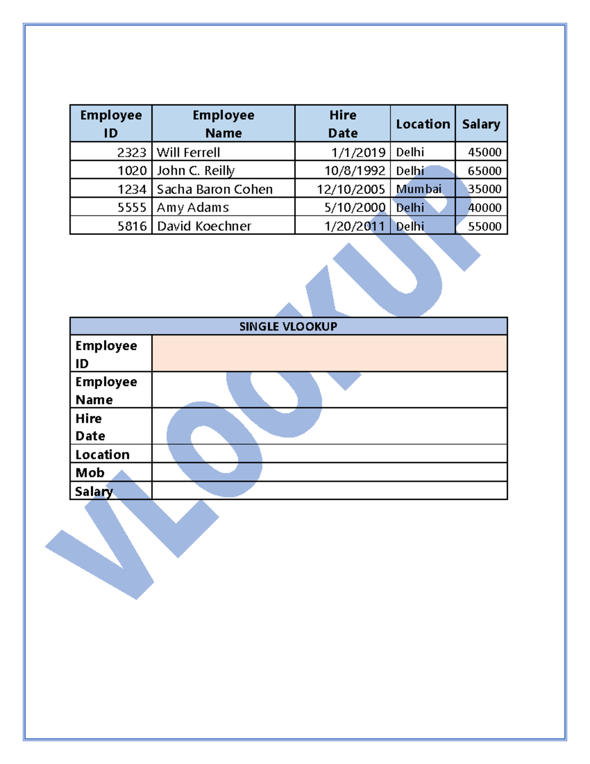 Vlookup Assigments assignment ID Name Date Location Salary 2323