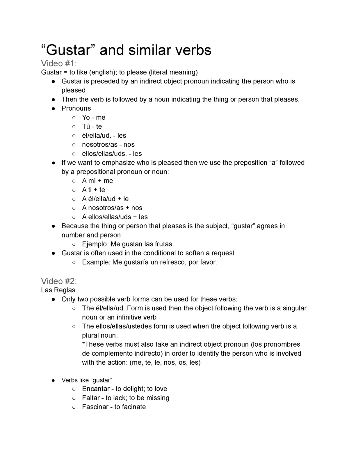 SPA 20 - Gustar and similar verbs - “Gustar” and similar verbs With Verbs Like Gustar Worksheet