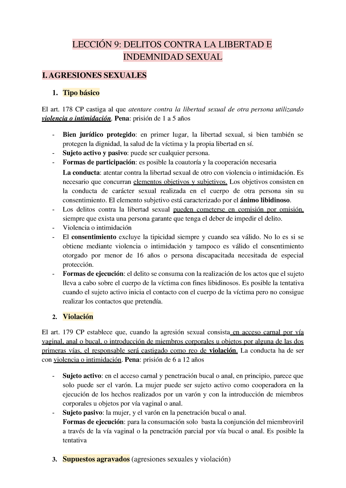 Leccioón 8 Agresiones Sexuales LecciÓn 9 Delitos Contra La Libertad E Indemnidad Sexual I 9337