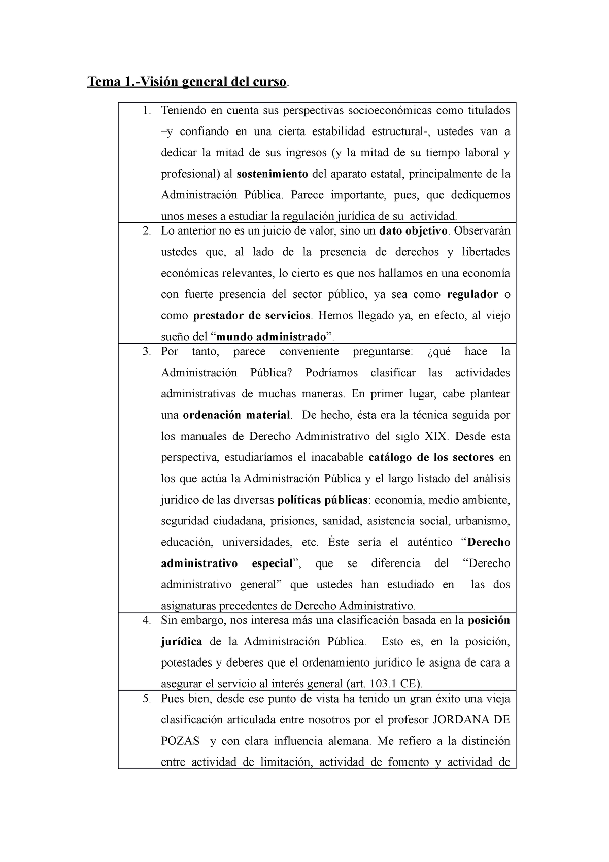 DERECHO ADMINISTRATIVO III TEMA 1 - Tema 1.-Visión General Del Curso. 1 ...