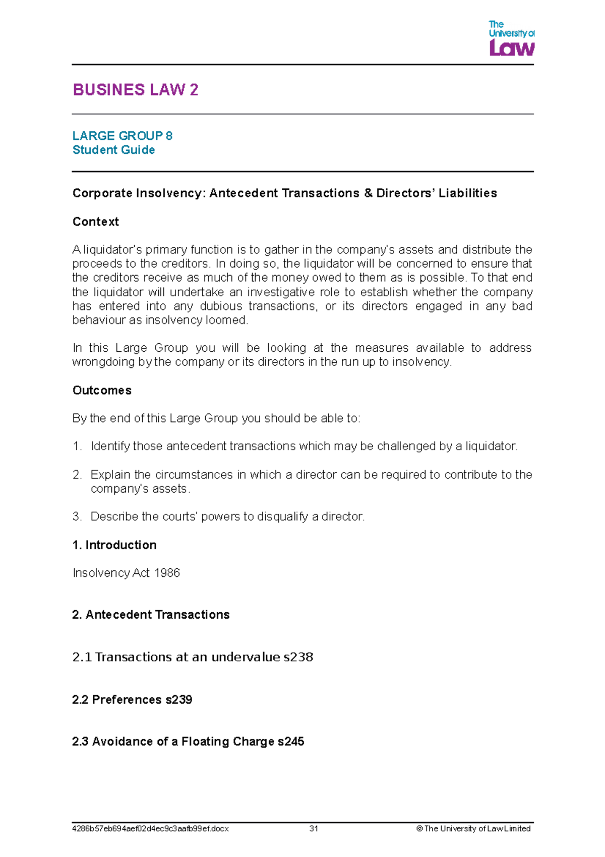 2223 bus2 lg08 ce01 student guide - BUSINES LAW 2 LARGE GROUP 8 Student ...