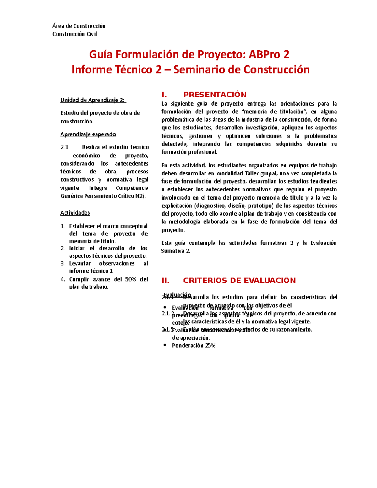HICC01 U2 Guía ABPro 2 - Área de Construcción Construcción Civil Guía ...