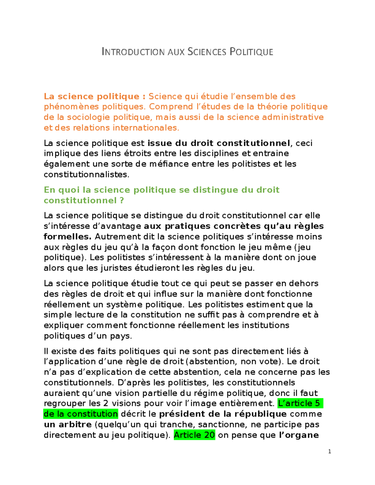 Chapitre 1, L’institutionnalisation Du Pouvoir Politique - INTRODUCTION ...