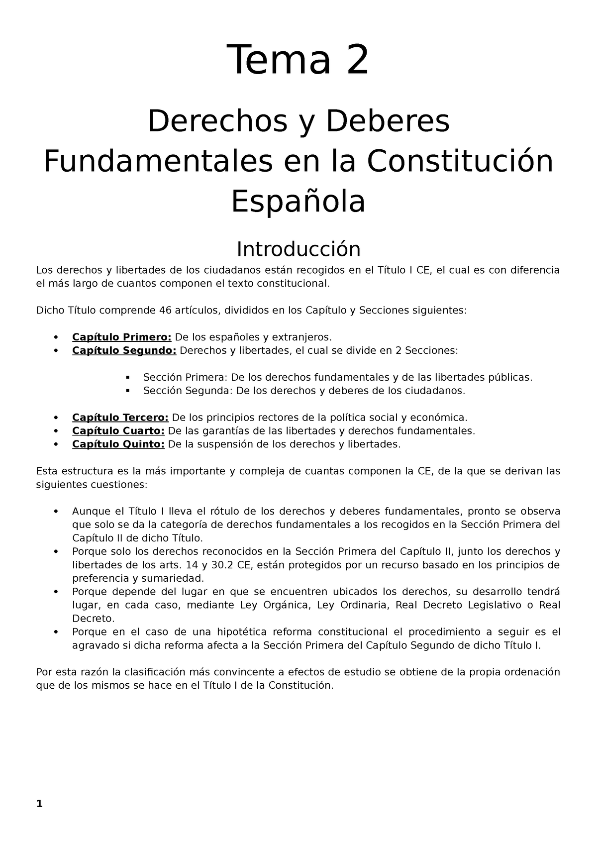 Tema 2 - Derechos Fundamentales - Tema 2 Derechos Y Deberes ...