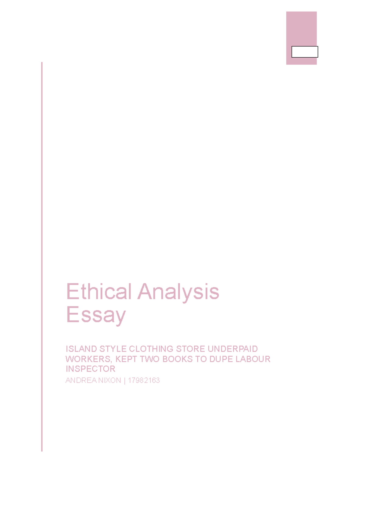 ethical analysis essay