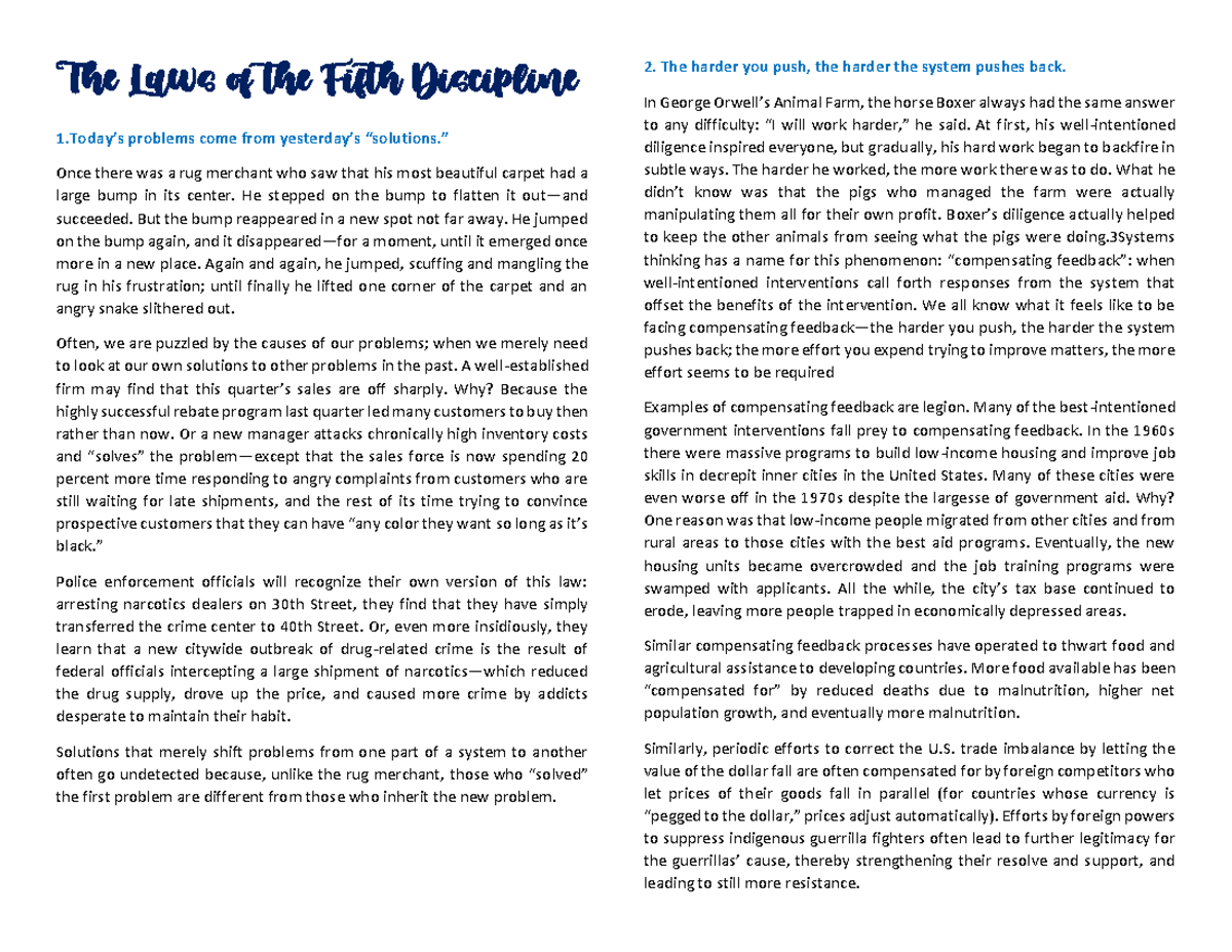 4 The Laws of the Fifth Discipline - The Laws of the Fifth Discipline 1 ...