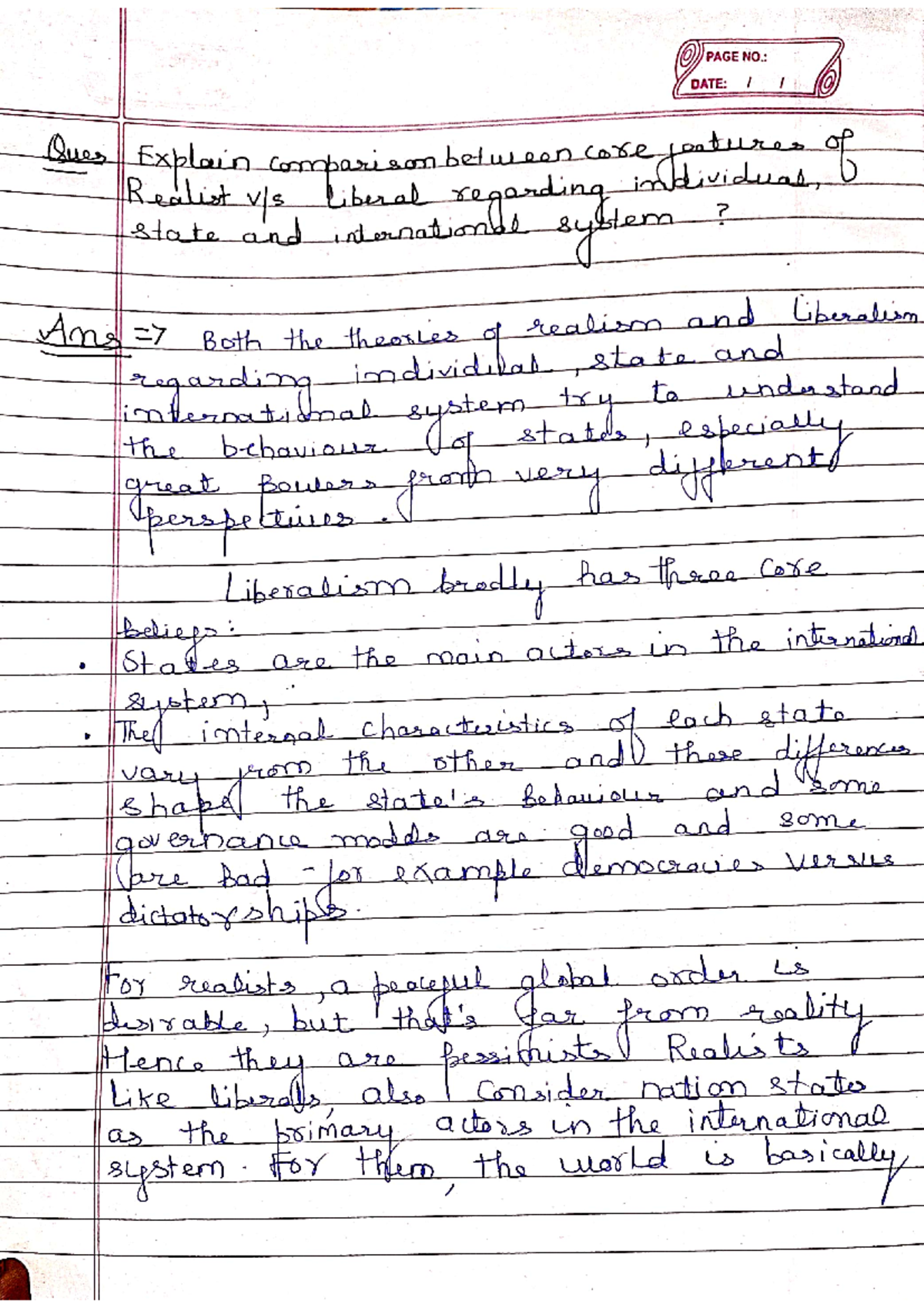 assignment for understanding international relations (GE) - PAGE NO ...