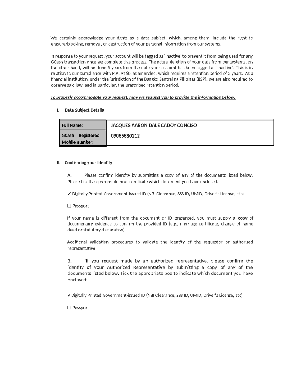 Acc De - We certainly acknowledge your rights as a data subject, which ...