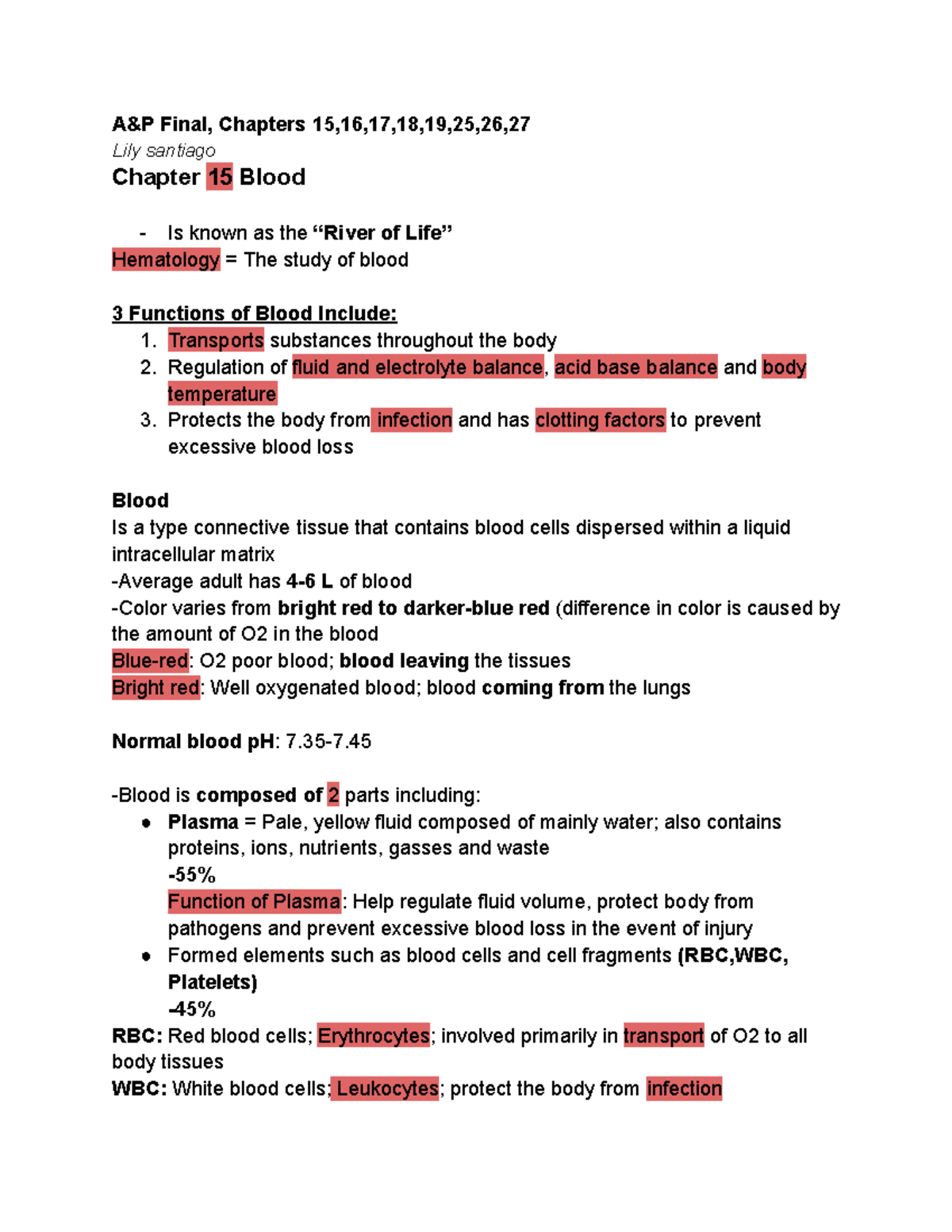 A&P Final Chapter outline - A&P Final, Chapters 15,16,17,18,19,25,26 ...