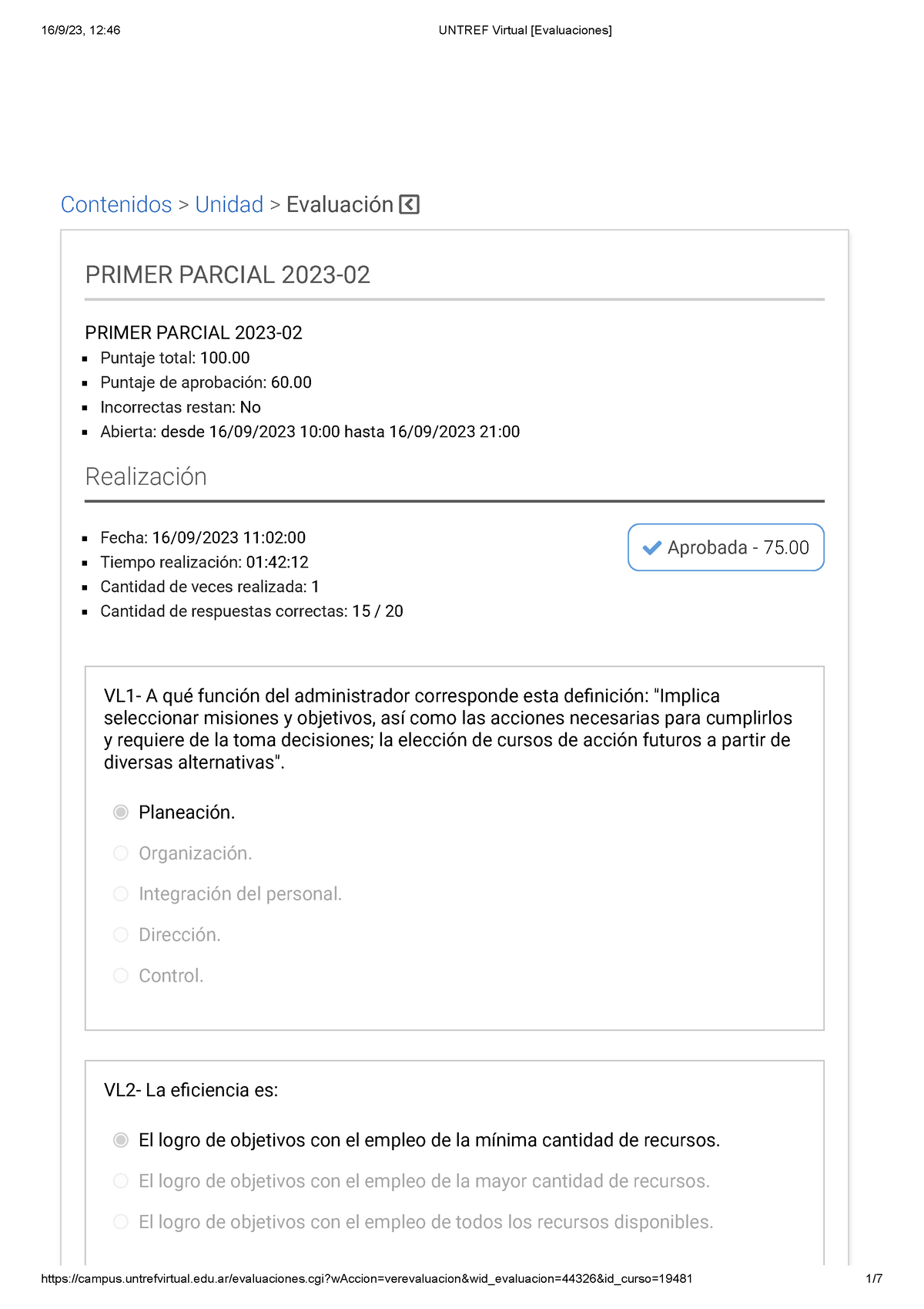 Untref Virtual [Evaluaciones] NOTA - Contenidos > Unidad > Evaluación ...