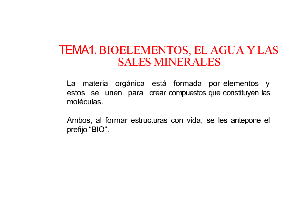 TEMA 1.Bioelementos, Agua Y Sales - TEMA1. BIOELEMENTOS, EL AGUA Y LAS ...