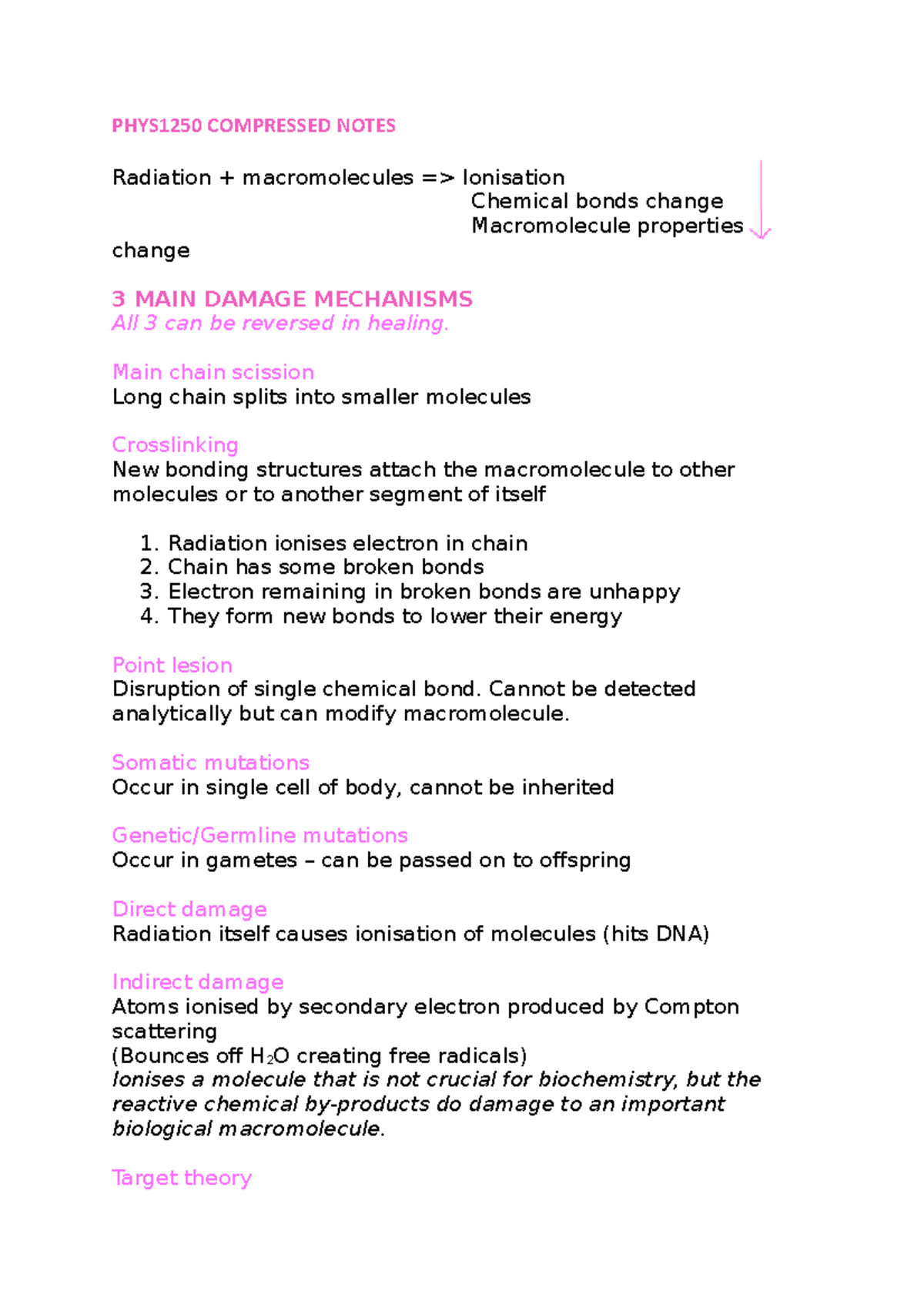 PHYS1250 Compressed Notes - PHYS1250 COMPRESSED NOTES Radiation ...