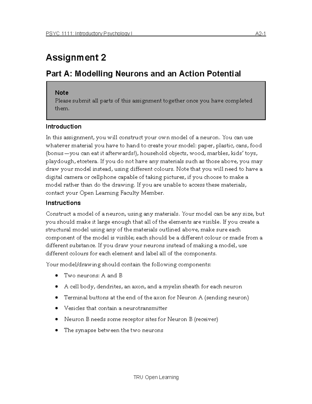 PSYC 1111 Assignment 2 Outline - PSYC 1111: Introductory Psychology I ...