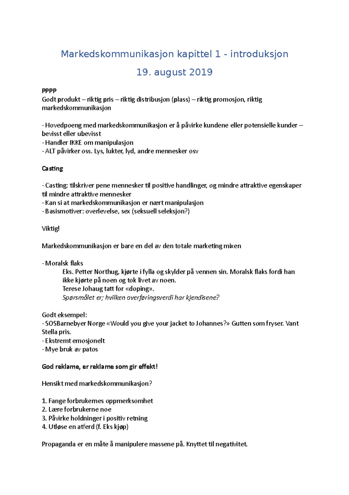 Markedskommunikasjon kapittel 1 introduksjon - Markedskommunikasjon ...