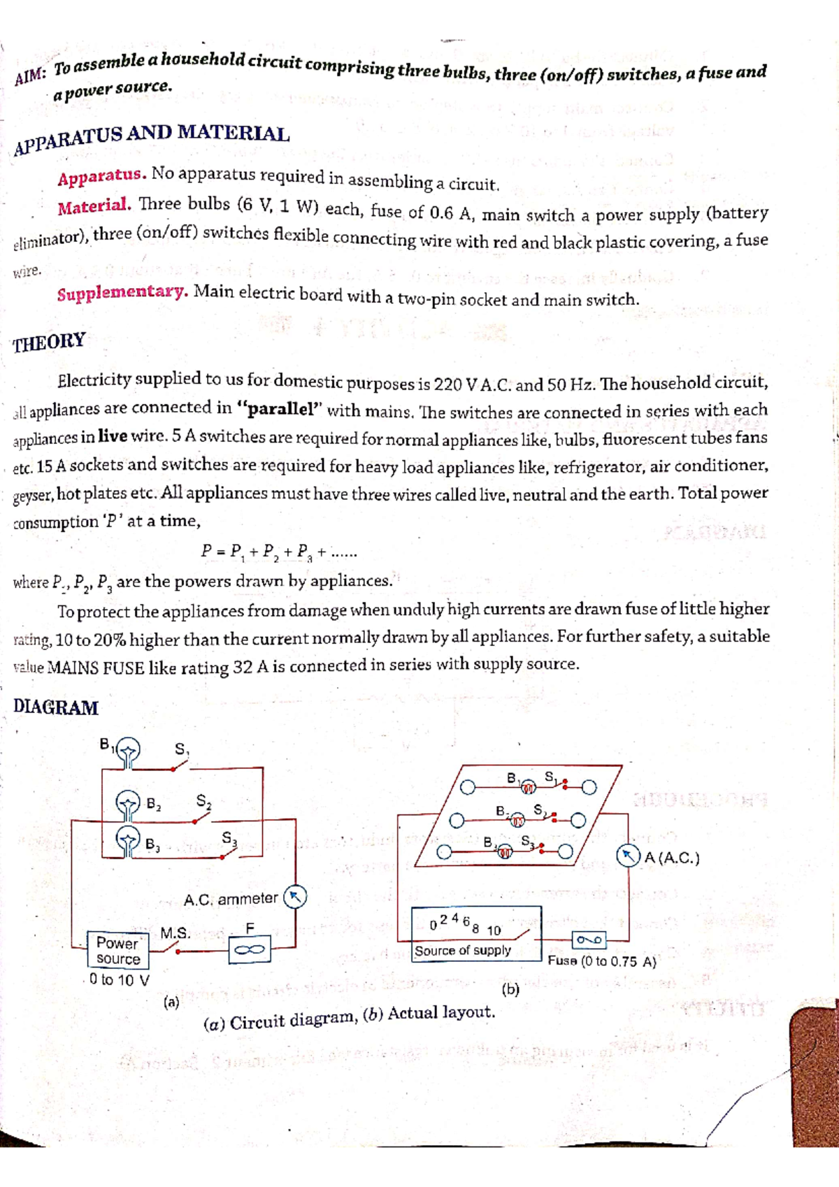 12 PHY Activity 1 - fdfdfd - To assemble a household circuit comprising ...