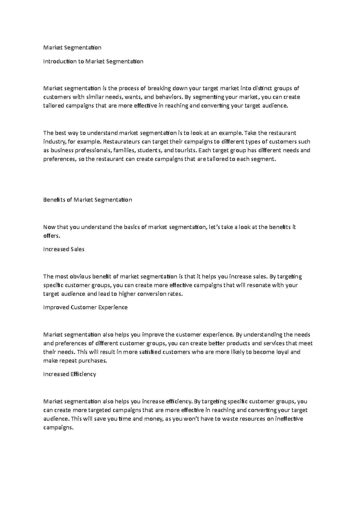 Market Segmentation - Market Segmentation Introduction to Market ...