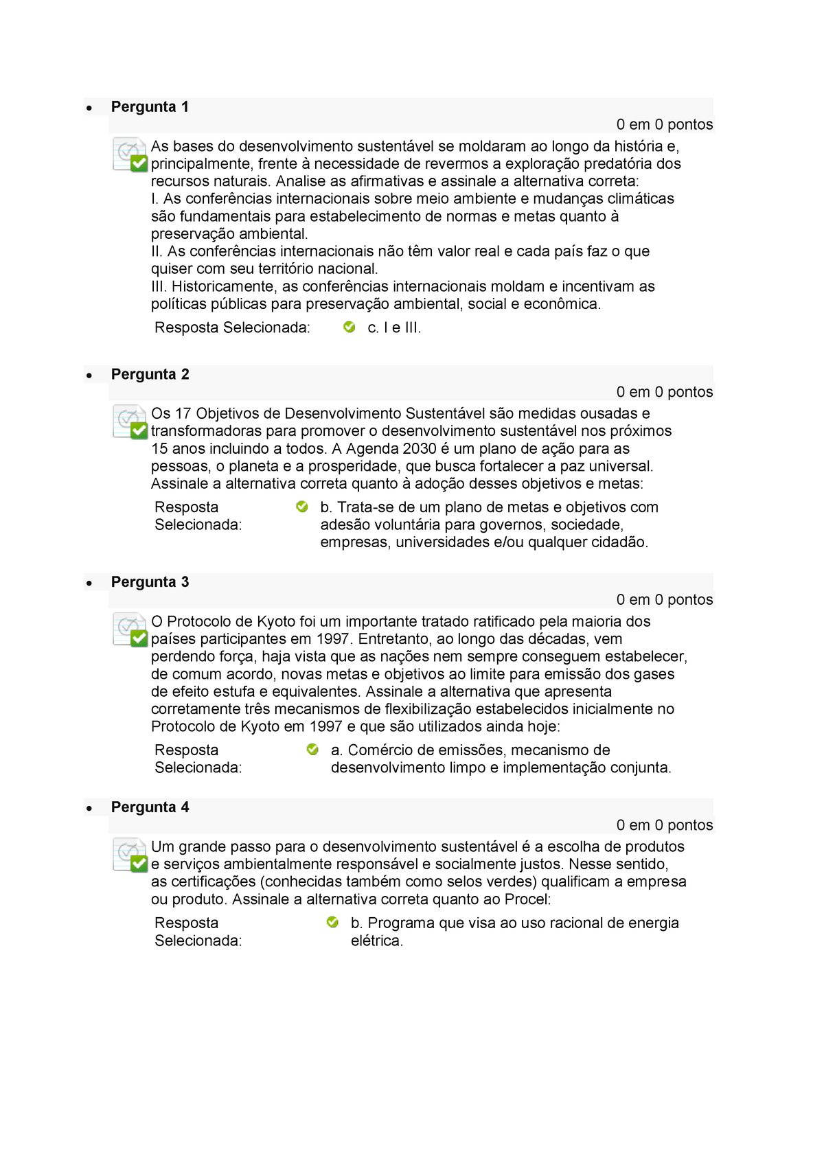 Teleaula - Desenvolvimento Sustentável, Exercícios Desenvolvimento  Sustentável