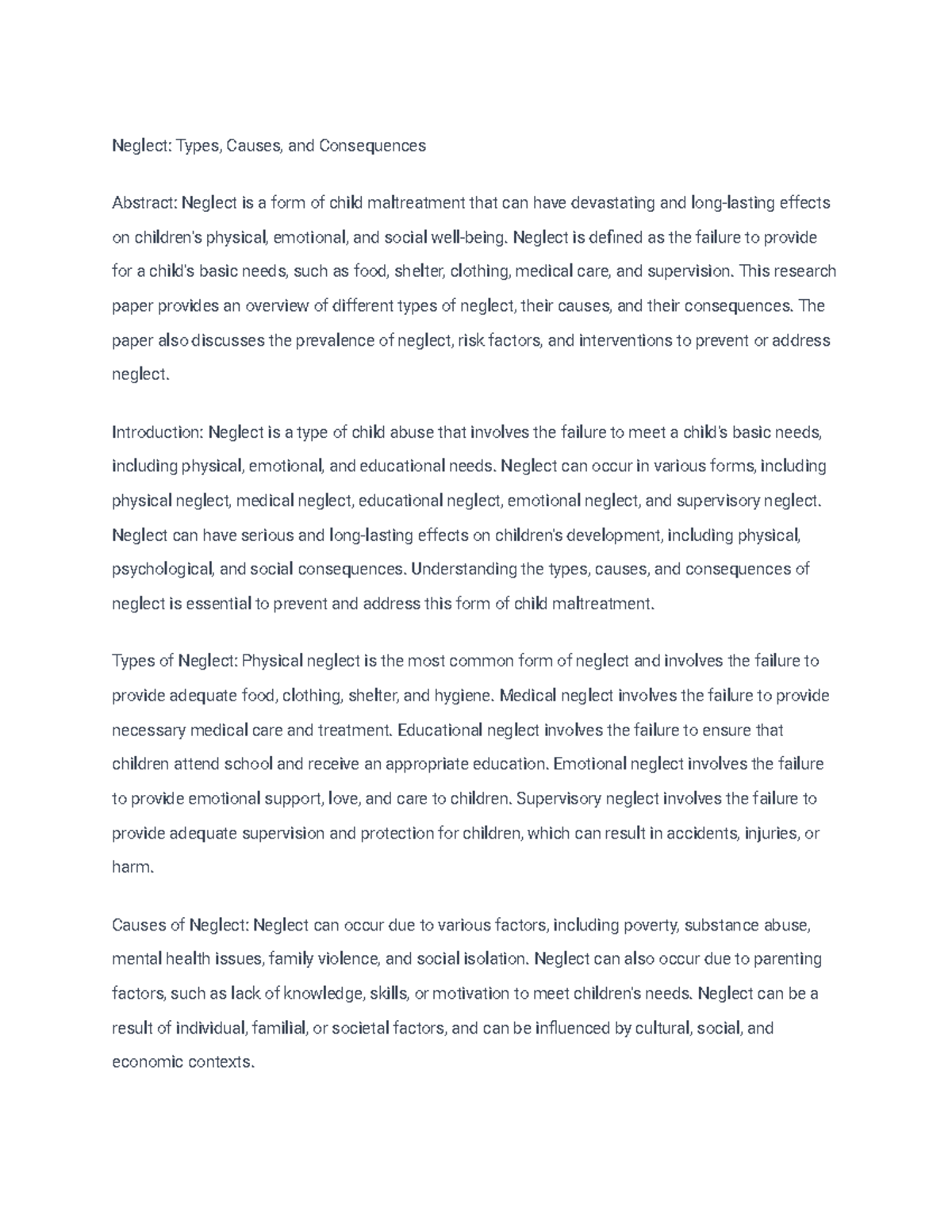 educational neglect essay