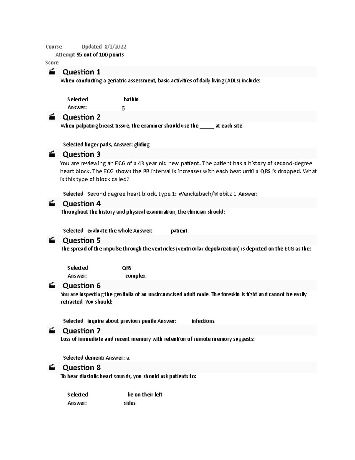 NURS-6512N Advanced Health Assessment Study guide pk 2 8-2022 - Course ...