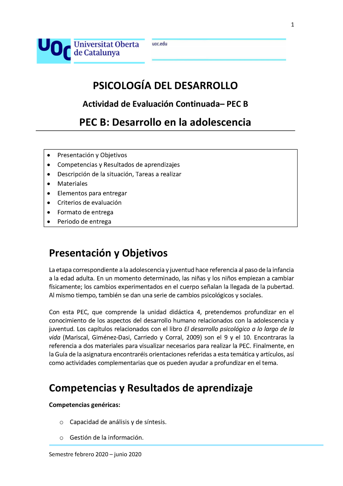 PEC B Psicología Del Desarrollo Indicaciones Y Enunciado 2019 202 ...