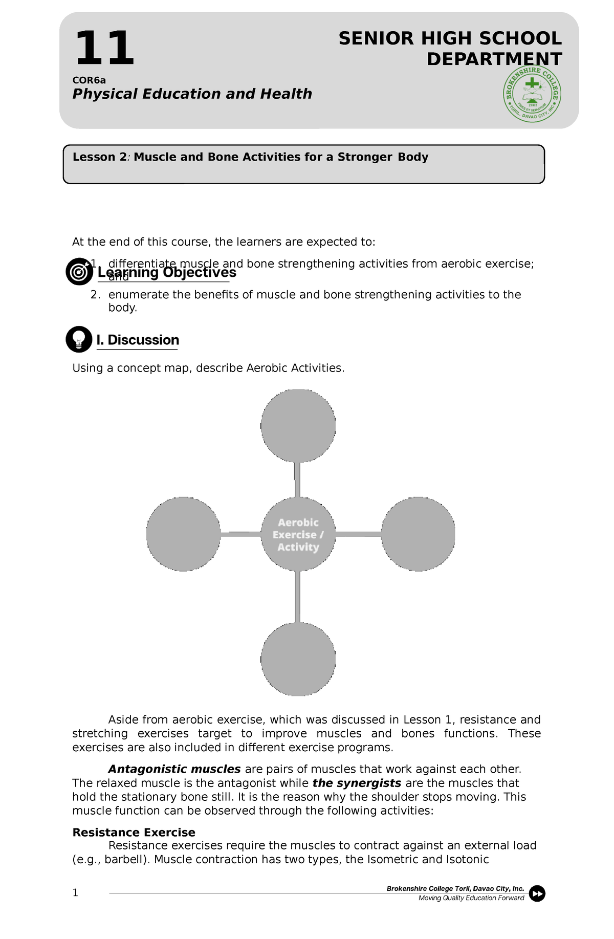 P.E 11 Module 2 - Lecture Notes 1 - At The End Of This Course, The ...