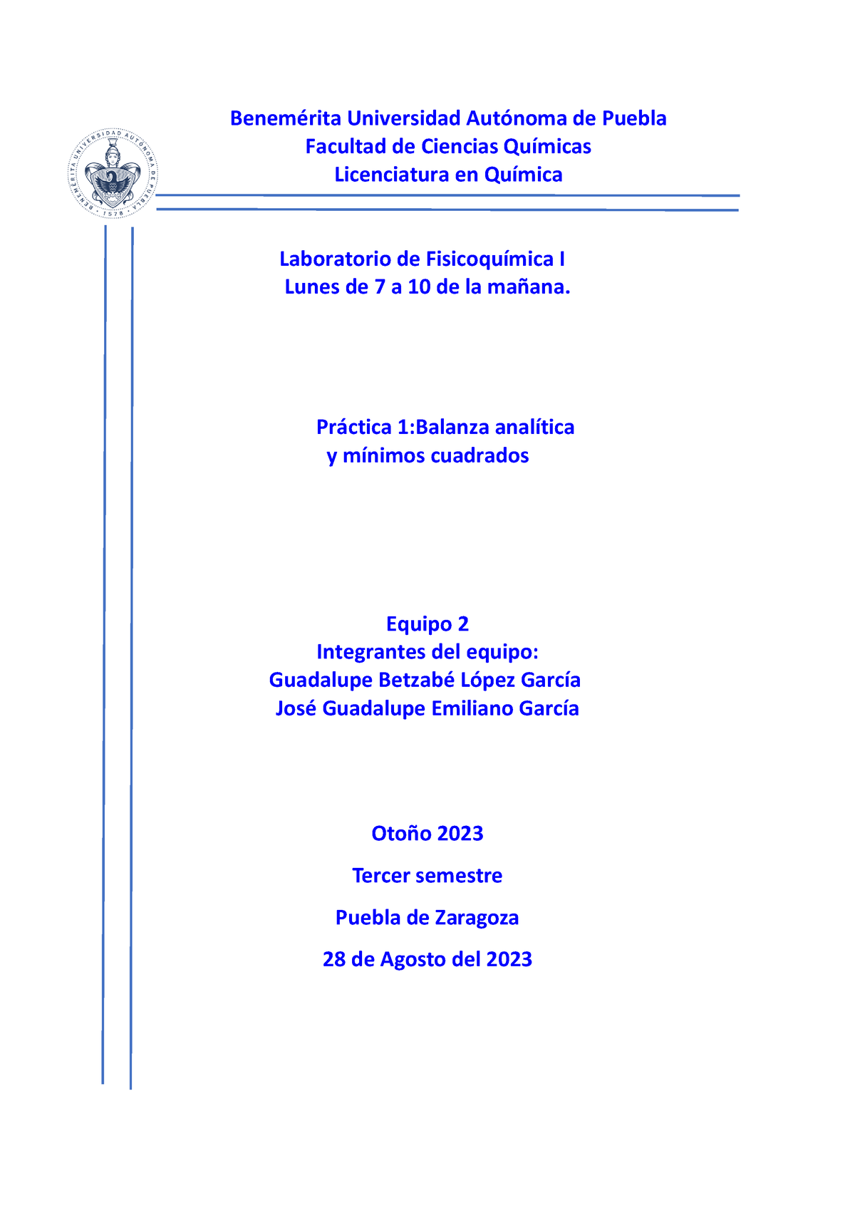 Practica 1-Lab Fisicoquimica 1 - BenemÈrita Universidad AutÛnoma De ...