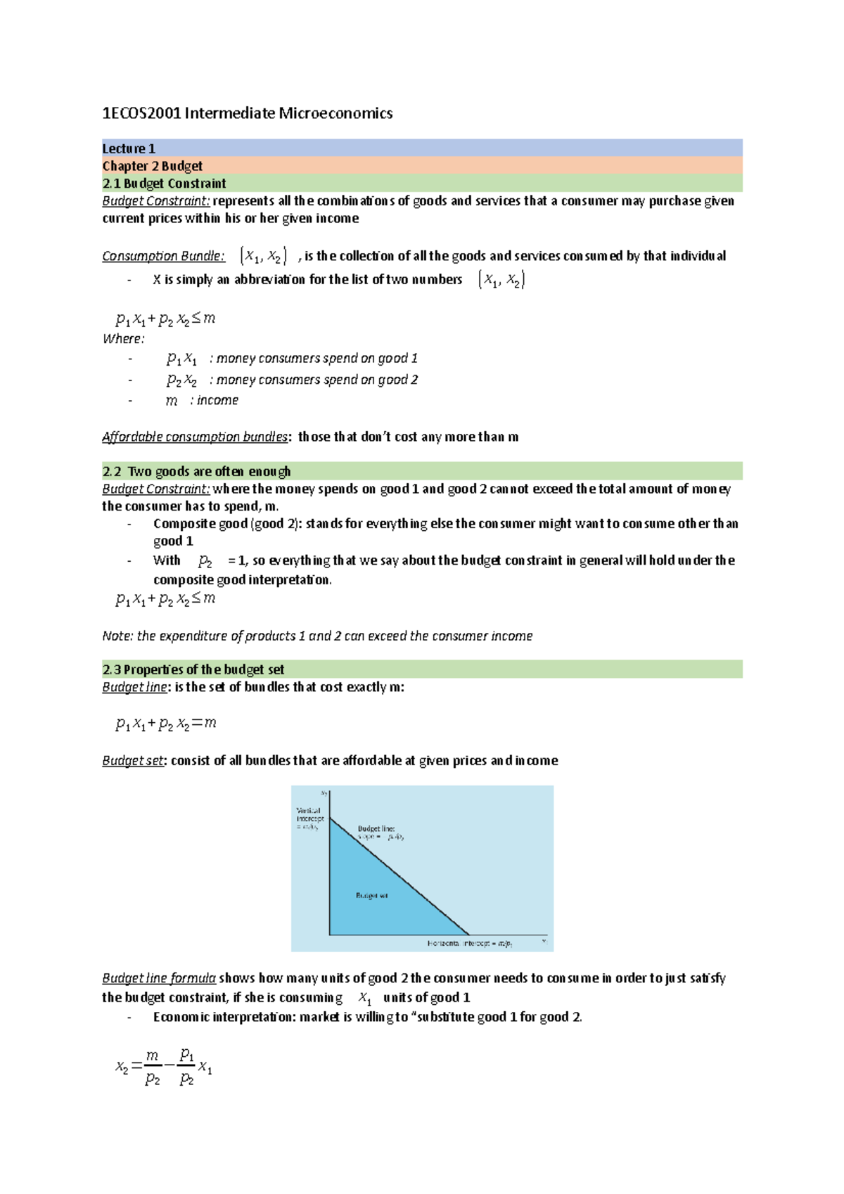 ECOS2001 Intermediate Microeconomics - 1ECOS2001 Intermediate ...