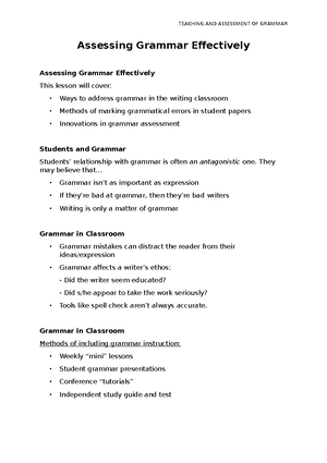 SEE2209 ISSUES of Grammar Teaching and Assessment - TEACHING AND ...