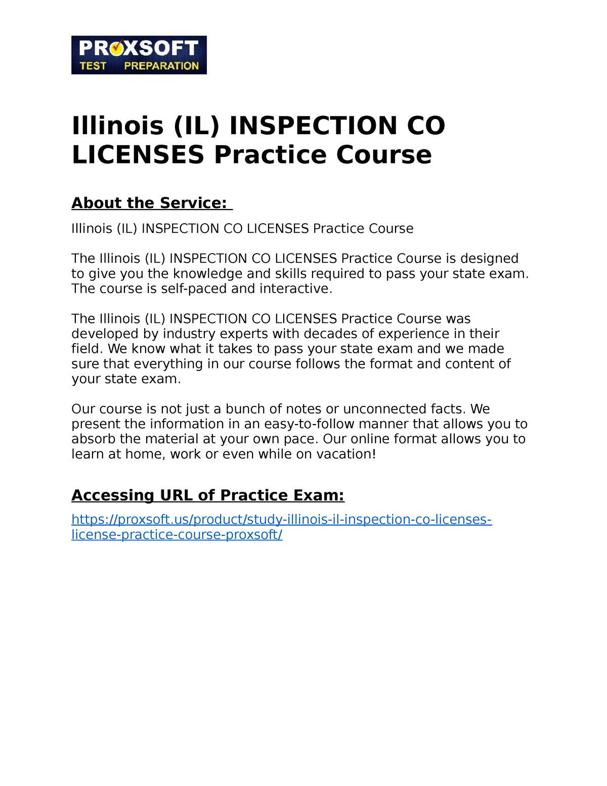 Illinois (IL) INSPECTION CO LICENSES Practice Course - The Course Is ...