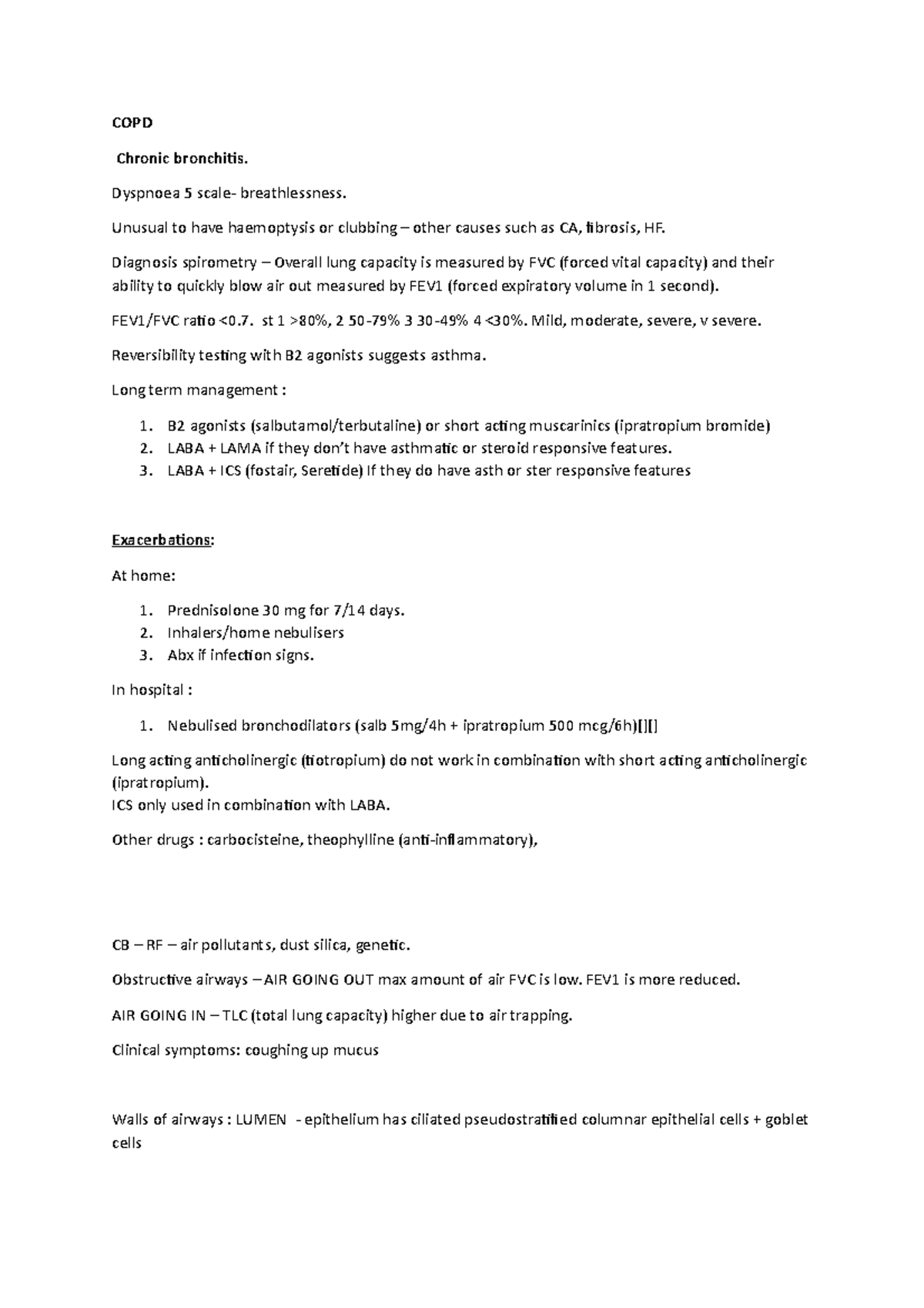 COPD - med - COPD Chronic bronchiis. Dyspnoea 5 scale- breathlessness ...