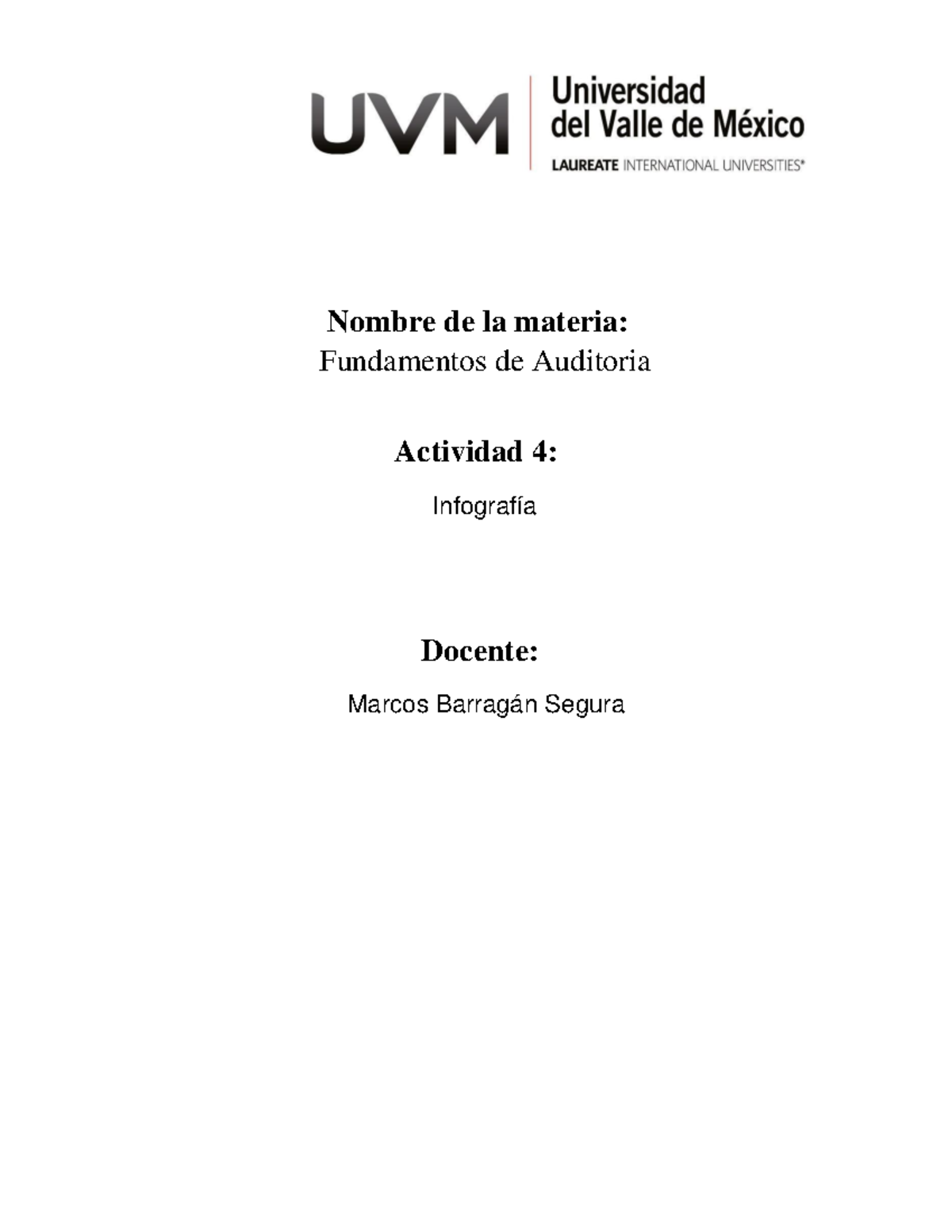 A4 Actividad 4 Infografia Fundamentos De Auditoria Nombre De La