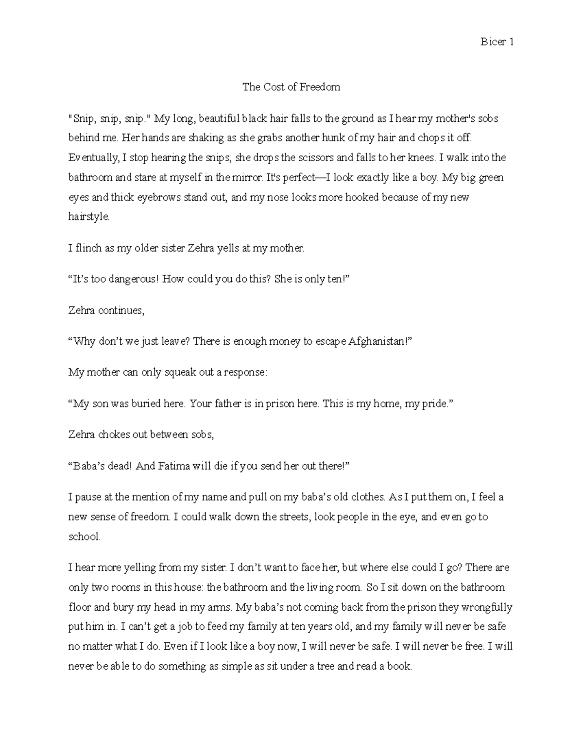 Elif Bicer - One Pager Rough Draft Template - 19376266 - The Cost of ...