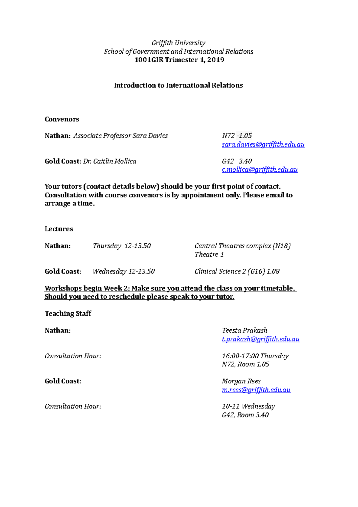 1001GIR Course Guide - Griffith University School of Government and ...