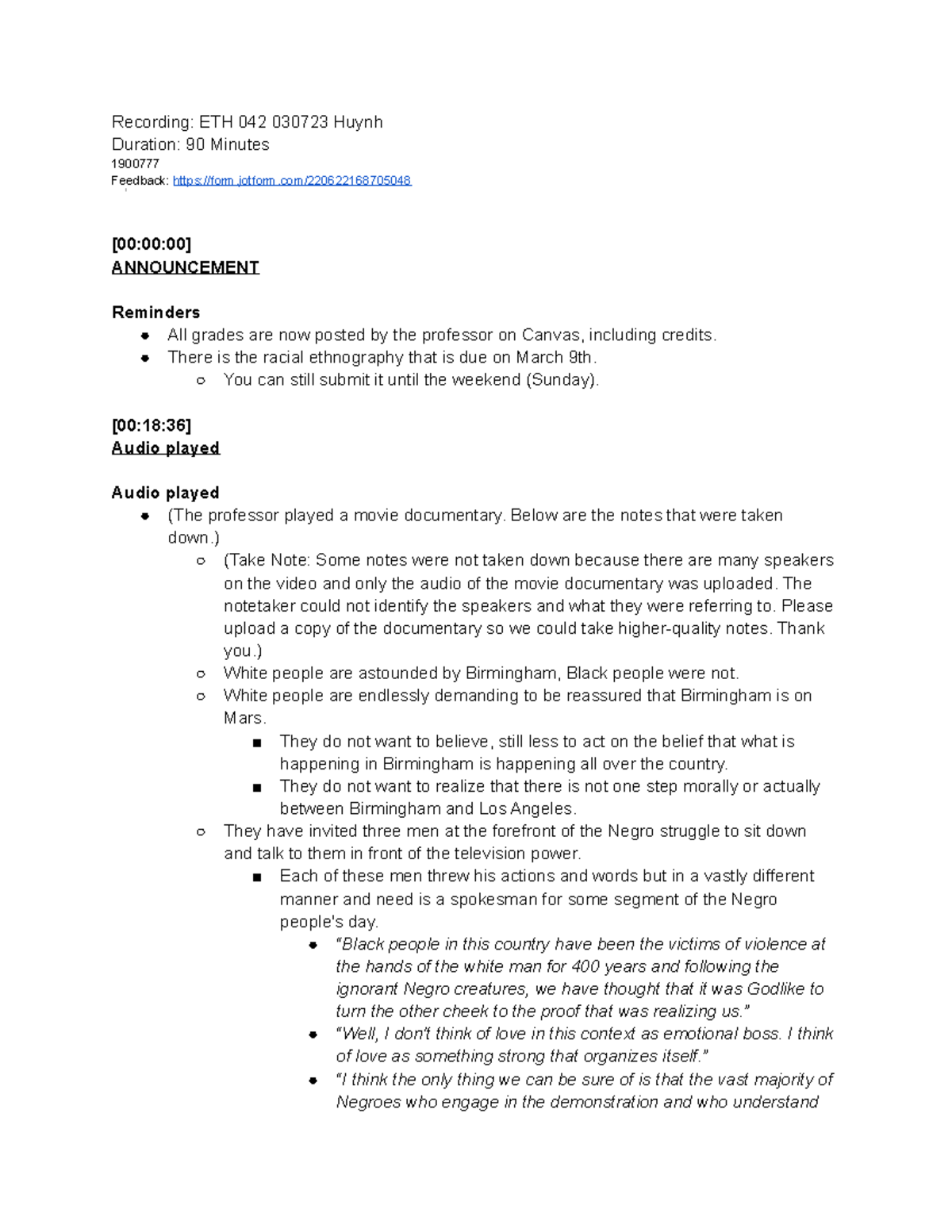 ETH 042 03-7-23 Huynh - Class Notes - Recording: ETH 042 030723 Huynh ...