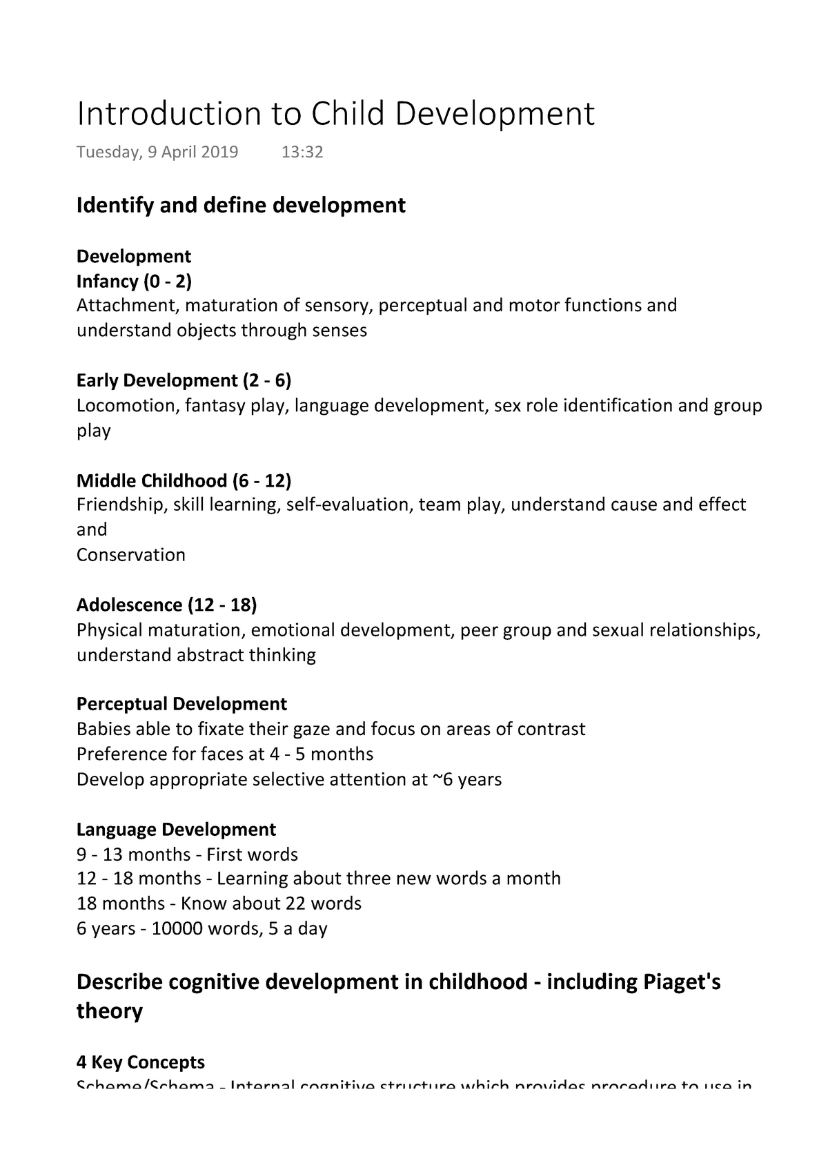 Introduction to Child Development Identify and define