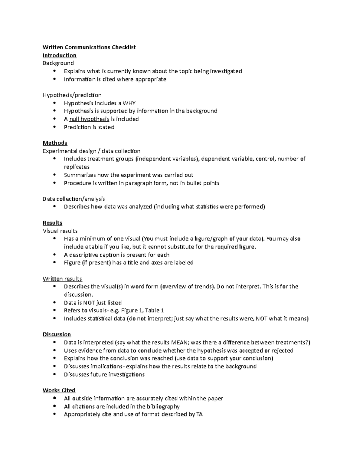 Written Communications Checklist-4-3 - Writen Communicaions Checklist ...