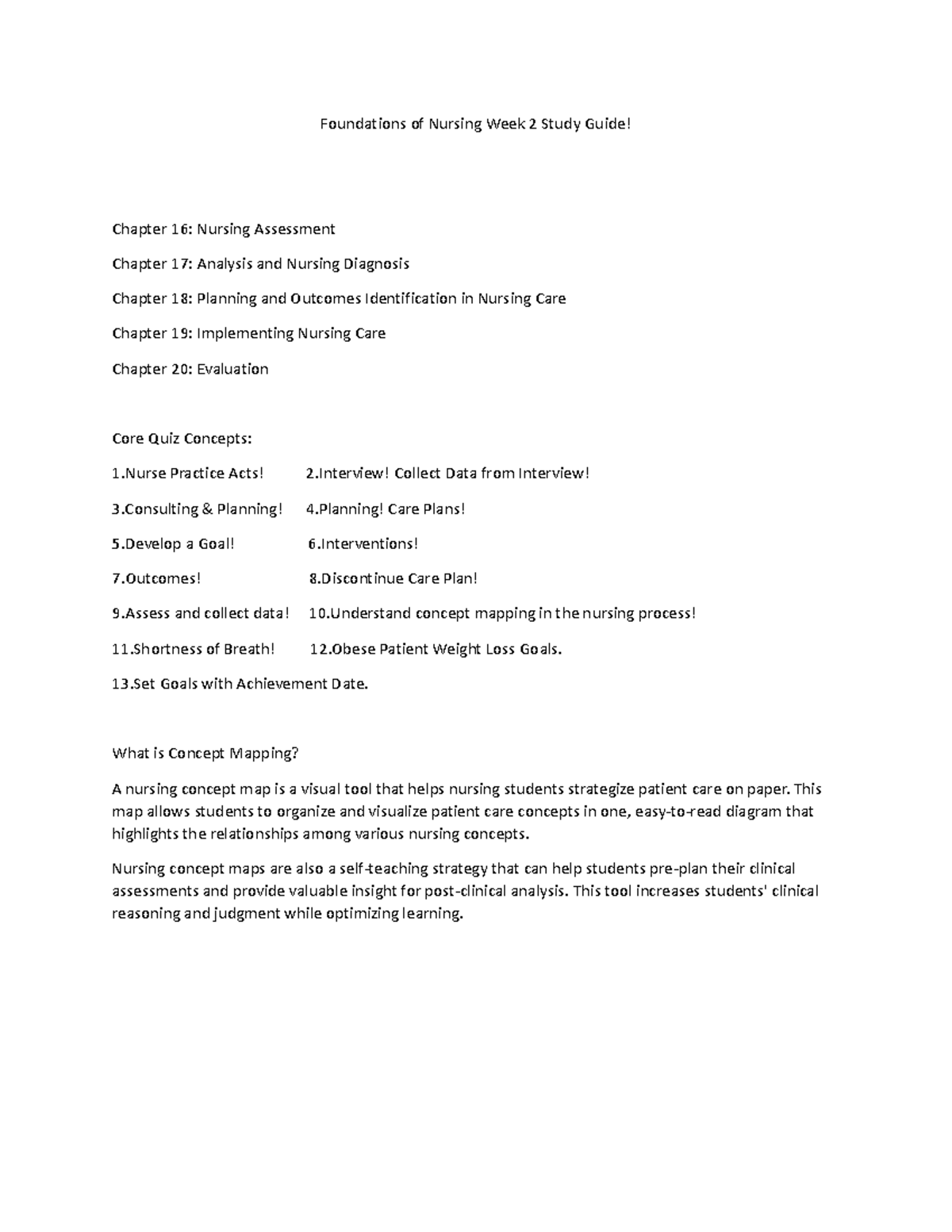 Foundations Week 2 Study Guide - Foundations of Nursing Week 2 Study ...